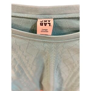 JoyLab Womens Blue Diamond Cable Knit Long Sleeve Crop Top Athletic Shirt L